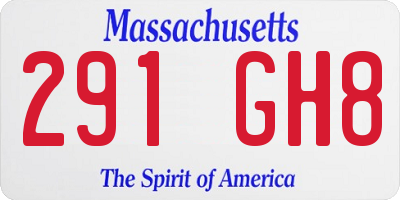 MA license plate 291GH8