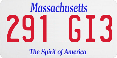MA license plate 291GI3