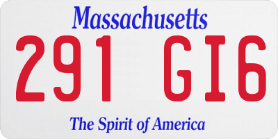 MA license plate 291GI6