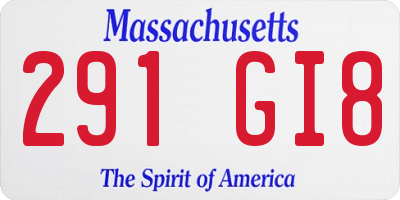 MA license plate 291GI8