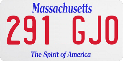 MA license plate 291GJ0