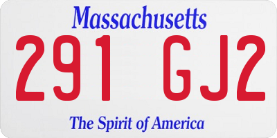 MA license plate 291GJ2