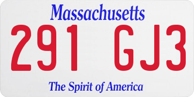 MA license plate 291GJ3