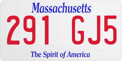 MA license plate 291GJ5