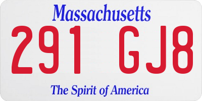MA license plate 291GJ8