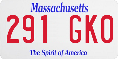 MA license plate 291GK0