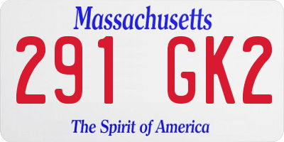 MA license plate 291GK2