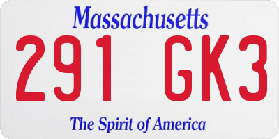 MA license plate 291GK3