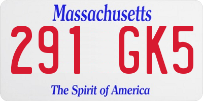 MA license plate 291GK5