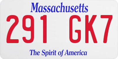 MA license plate 291GK7