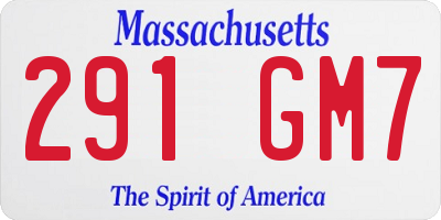 MA license plate 291GM7