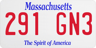 MA license plate 291GN3