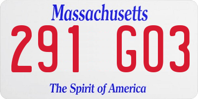 MA license plate 291GO3
