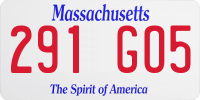 MA license plate 291GO5