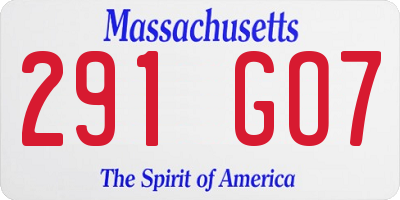 MA license plate 291GO7