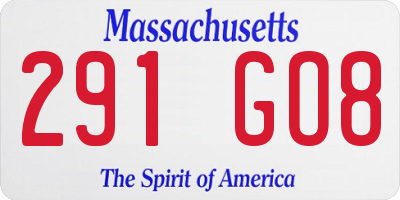 MA license plate 291GO8