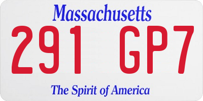 MA license plate 291GP7