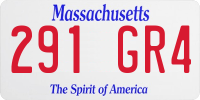 MA license plate 291GR4