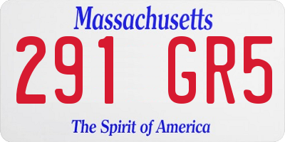 MA license plate 291GR5