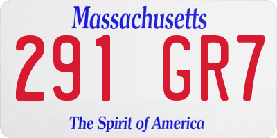 MA license plate 291GR7