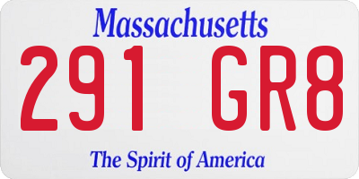 MA license plate 291GR8