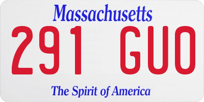 MA license plate 291GU0