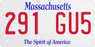 MA license plate 291GU5