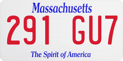 MA license plate 291GU7