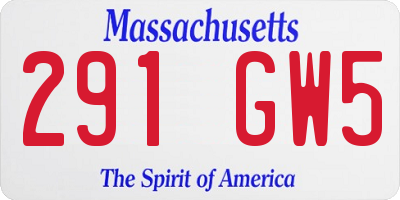 MA license plate 291GW5