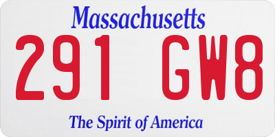 MA license plate 291GW8