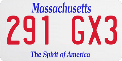 MA license plate 291GX3