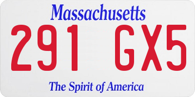 MA license plate 291GX5