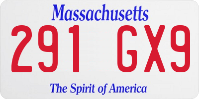 MA license plate 291GX9