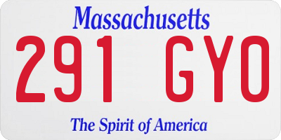 MA license plate 291GY0