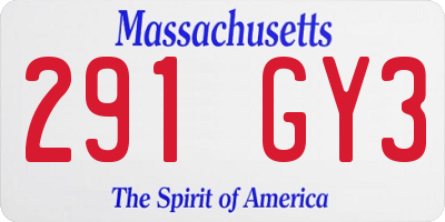 MA license plate 291GY3
