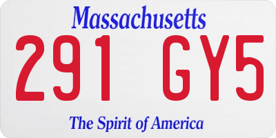 MA license plate 291GY5