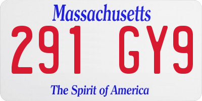 MA license plate 291GY9