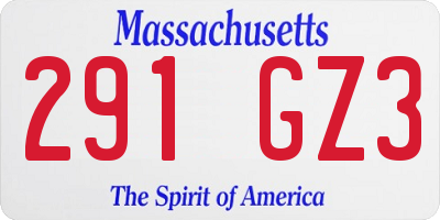 MA license plate 291GZ3