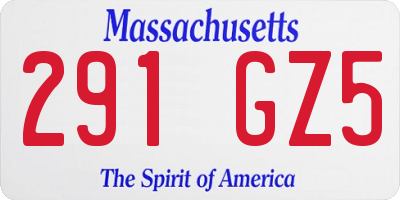 MA license plate 291GZ5