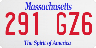MA license plate 291GZ6