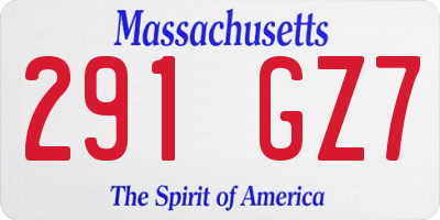 MA license plate 291GZ7