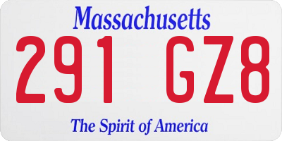 MA license plate 291GZ8