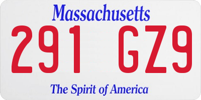 MA license plate 291GZ9