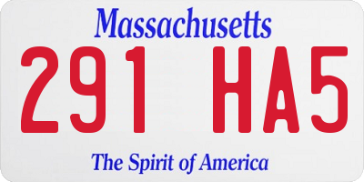 MA license plate 291HA5