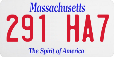 MA license plate 291HA7