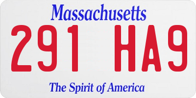 MA license plate 291HA9