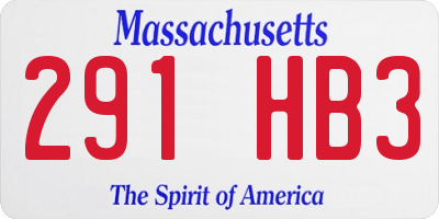 MA license plate 291HB3