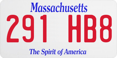MA license plate 291HB8