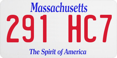 MA license plate 291HC7