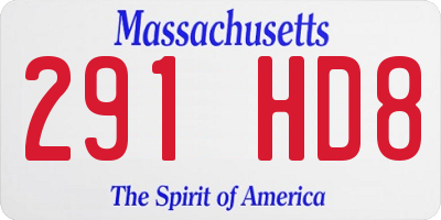 MA license plate 291HD8